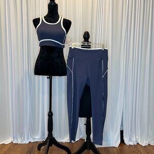 New! Wilo The Label Navy Blue 2 Piece Activewear Sports Bra and Leggings Size L